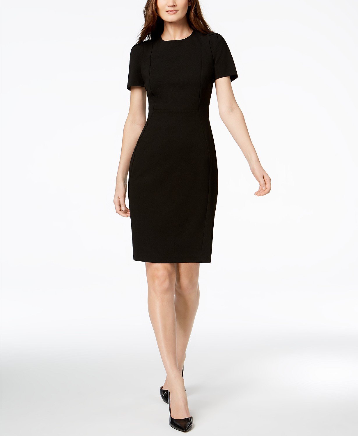 Seamed Scuba Crepe Sheath Dress